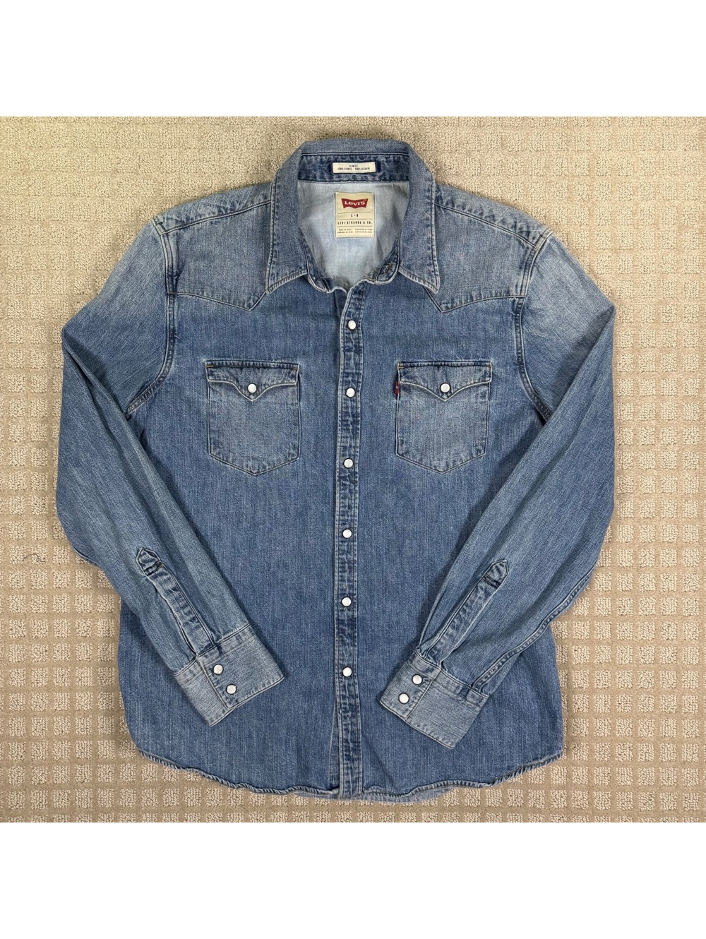 Levi's Blue Denim Snap Front Western Shirt L